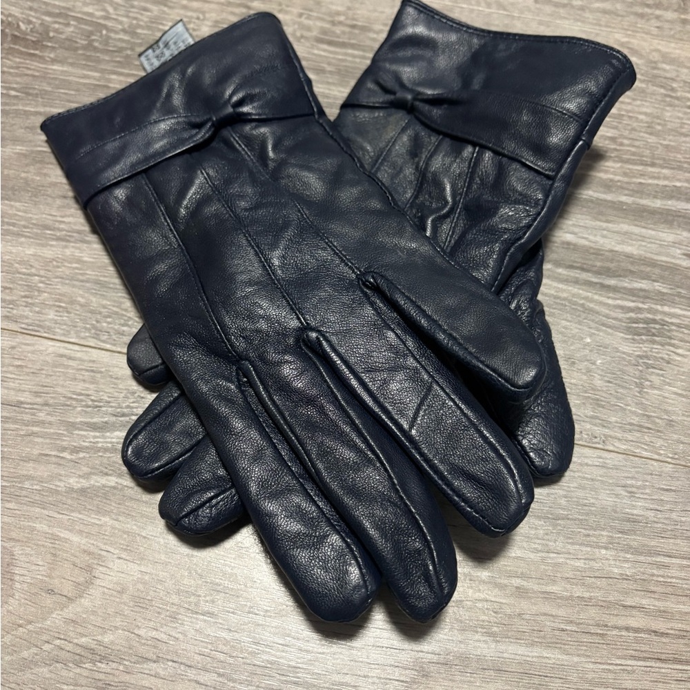 Genuine 100% Navy Leather Gloves